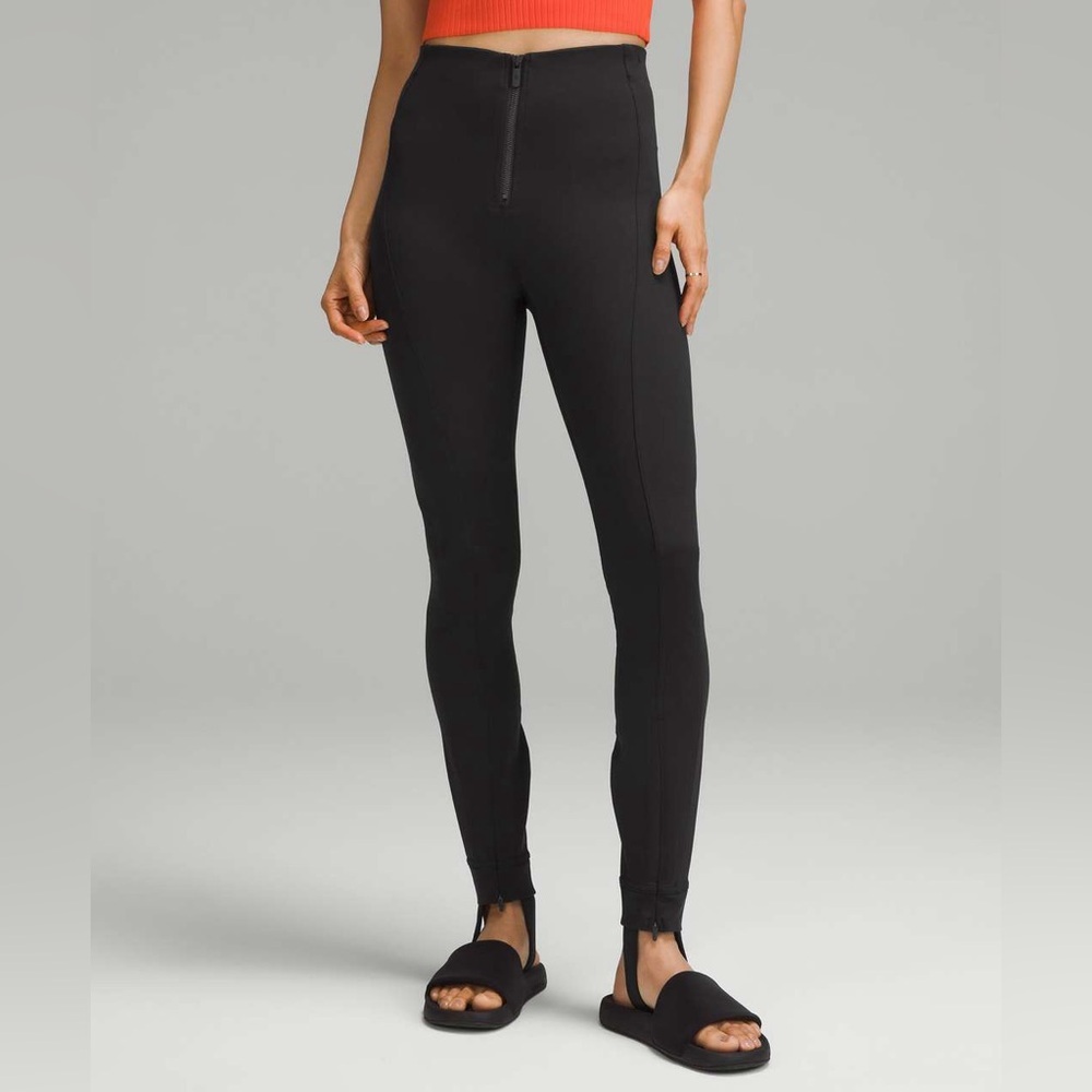 Lululemon Pull-On Zip-Front Stirrup High-Rise Pant *Full Length in Black, Small